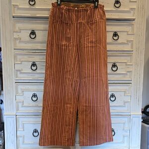 Striped Orange and Black Wide-Leg Pants